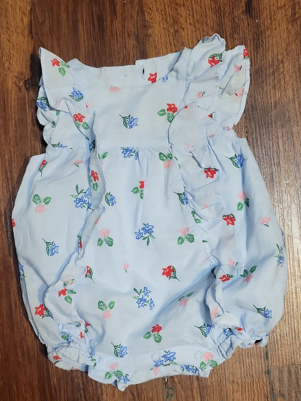 Janie And Jack Floral Ruffle Romper  0-3m